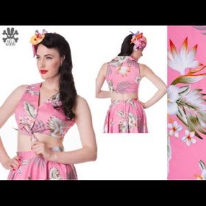 Hell Bunny Pink Floral Crop Top